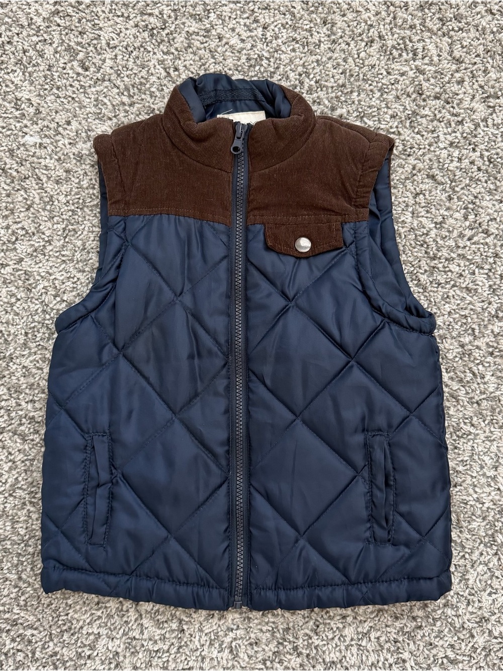 Sovereign Code Navy Quilted Vest with Brown Yoke